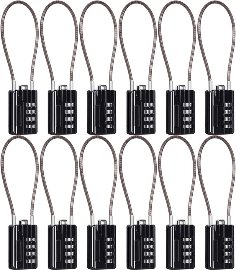 SEPOX ® Versatile 12-Piece Resettable 4-Digit Combination Travel Lock Luggage Set – Own Password Set-Up, Extra Long Anti-Cut Vinyl Steel Cable, Ideal for Suitcase, Backpacks, Gym Lockers - Black - Image 1